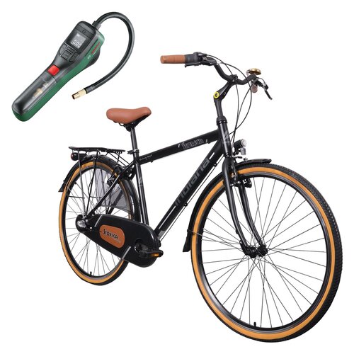 Rower miejski INDIANA Storica 140 3B 28 cali męski Czarny + Pompka rowerowa BOSCH EasyPump 0603947000