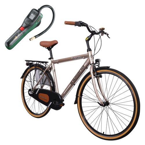 Rower miejski INDIANA Storica 140 3B 28 cali męski Kremowy + Pompka rowerowa BOSCH EasyPump 0603947000