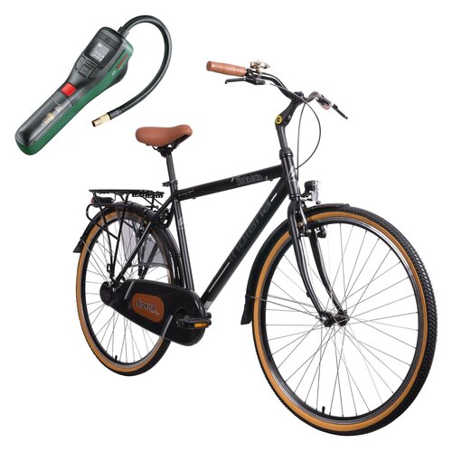 Rower miejski INDIANA Storica 130 1B 28 cali męski Czarny + Pompka rowerowa BOSCH EasyPump 0603947000