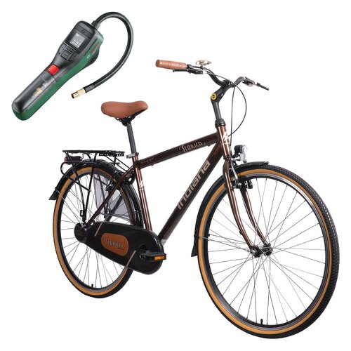 Rower miejski INDIANA Storica 130 1B 28 cali męski Brązowy + Pompka rowerowa BOSCH EasyPump 0603947000