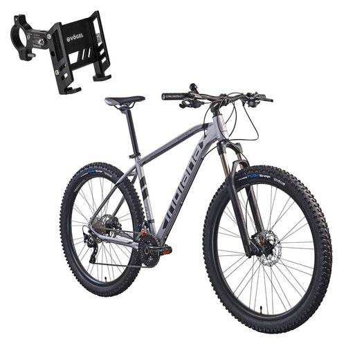 Rower górski MTB INDIANA X-Enduro 7.7 M21 27.5 cala męski Szaro-czarny + Uchwyt na telefon do roweru VÖGEL VUC601