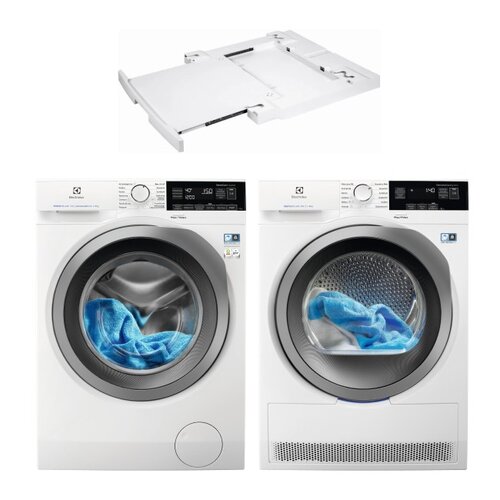 Pralka ELECTROLUX MEW7F349PXP SteamCare 700 UniversalDose 9kg 1400 obr A + Suszarka ELECTROLUX EW8H358PSP PerfectCare + Łącznik ELECTROLUX E1WYHSK1