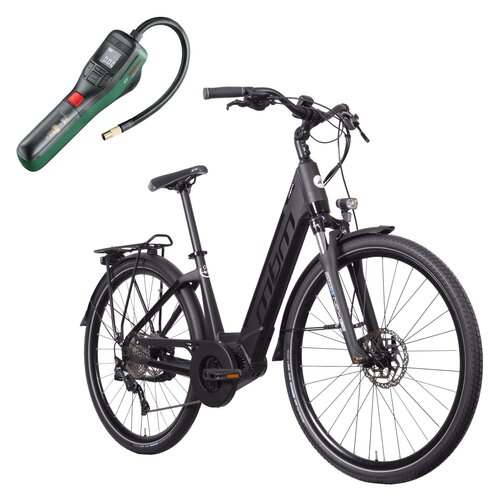 Rower elektryczny MBM E809 Sinope D17 28 cali Czarny + Pompka rowerowa BOSCH EasyPump 0603947000