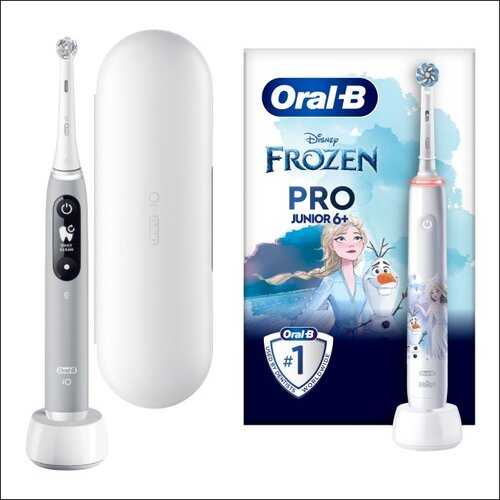 Szczoteczka magnetyczna ORAL-B iO 6 Szary + Szczoteczka rotacyjna ORAL-B Kids Pro Junior Kraina Lodu