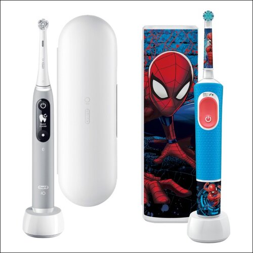 Szczoteczka magnetyczna ORAL-B iO 6 Szary + Szczoteczka rotacyjna ORAL-B Kids Pro Spiderman + Etui