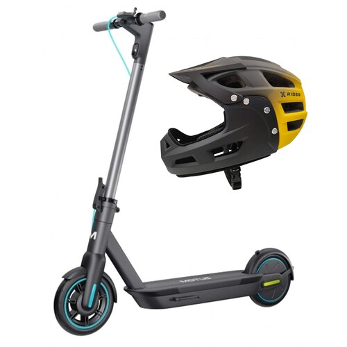 Hulajnoga elektryczna MOTUS Scooty 10 60km 350W 10" Turkusowy + Kask rowerowy XRIDER XR00FH01 Czarno-żółty MTB (rozmiar L)