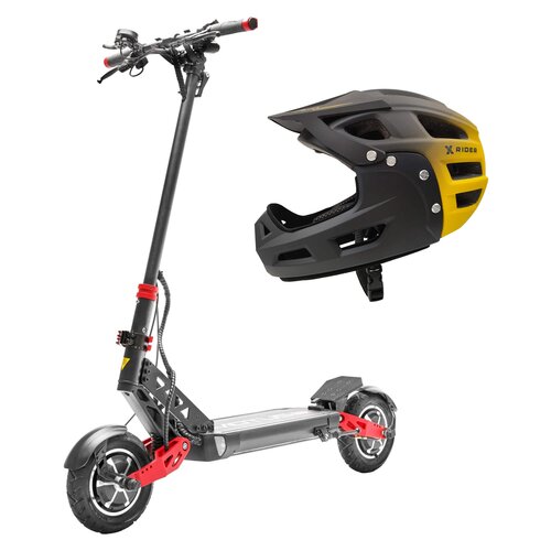 Hulajnoga elektryczna MOTUS Pro 10 Sport 65km 2x1000W 2 amortyzatory 10" Czarny + Kask rowerowy XRIDER XR00FH01 Czarno-żółty MTB (rozmiar L)