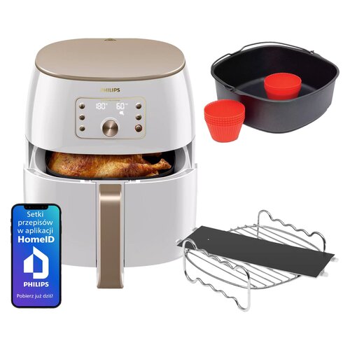 Frytkownica beztłuszczowa PHILIPS Ovi Smart XXL HD9870/20 Air Fryer + Zestaw do przekąsek PHILIPS HD9950/00 do Air Fryer Ovi Smart XXL
