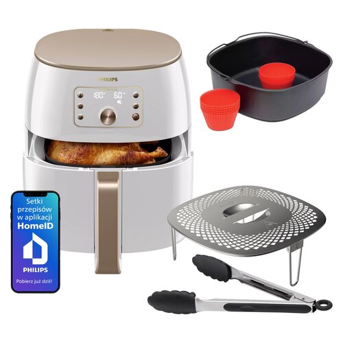 Frytkownica beztłuszczowa PHILIPS Ovi Smart XXL HD9870/20 Air Fryer + Zestaw do przekąsek PHILIPS HD9954/01 do Air Fryer Ovi Smart XXL