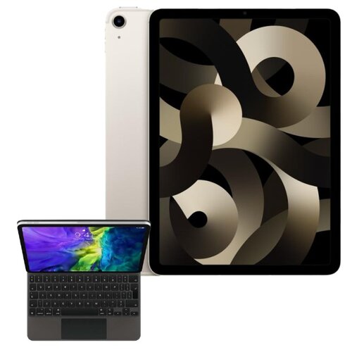 Tablet APPLE iPad Air 10.9" 5 gen. 64 GB 5G Wi-Fi Księżycowa poświata + Etui na iPad Air / iPad Pro APPLE Magic Keyboard Grafitowy Klawiatura