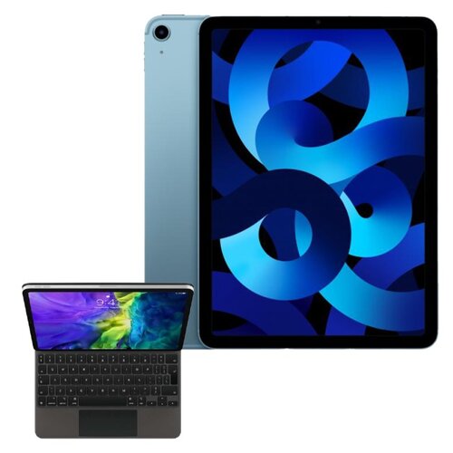 Tablet APPLE iPad Air 10.9" 5 gen. 64 GB 5G Wi-Fi Niebieski + Etui na iPad Air / iPad Pro APPLE Magic Keyboard Grafitowy Klawiatura