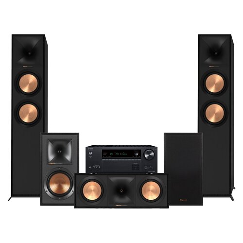 Amplituner Onkyo TX-NR6100 Czarny + Kolumna głośnikowa KLIPSCH R-600F Czarny (2 szt.) + Głośnik centralny KLIPSCH Reference R-50C Czarny (1 szt.) + Kolumny głośnikowe KLIPSCH R-51M Czarny (2 szt.)