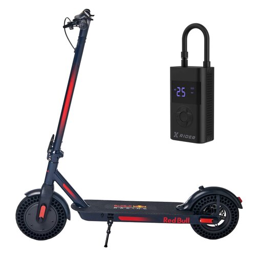 Hulajnoga elektryczna RED BULL Racing 10 30km 350W 10" Niebiesko-czerwony + Pompka rowerowa XRIDER z funkcją powerbank XR00AP01