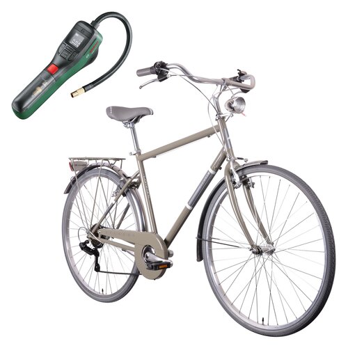 Rower miejski MBM Silvery 6B 28 cali męski Zielony + Pompka rowerowa BOSCH EasyPump 0603947000