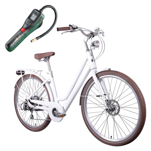 Rower elektryczny MBM La Rue D18 28 cali Biały + Pompka rowerowa BOSCH EasyPump 0603947000