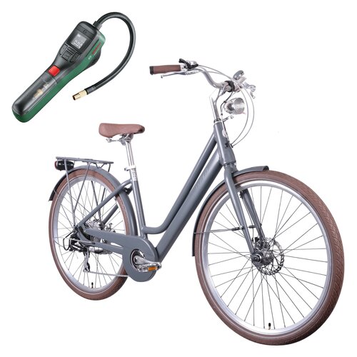 Rower elektryczny MBM La Rue D18 28 cali Ciemnoszary + Pompka rowerowa BOSCH EasyPump 0603947000