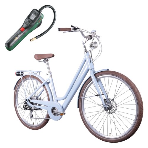Rower elektryczny MBM La Rue D18 28 cali Błękitny + Pompka rowerowa BOSCH EasyPump 0603947000