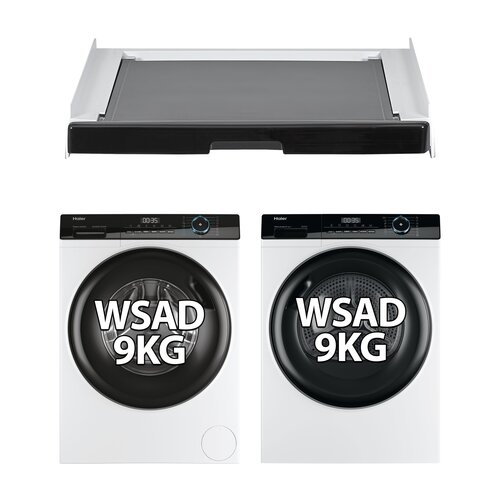 Pralka HAIER I-PRO 3 HW90-B14939-S 9kg 1400 obr A + Suszarka HAIER I-PRO 3 HD90-A3939-S + Łącznik HAIER HASTKU10B