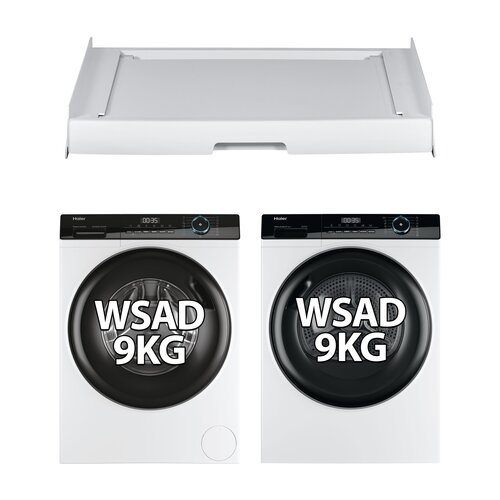 Pralka HAIER I-PRO 3 HW90-B14939-S 9kg 1400 obr A + Suszarka HAIER I-PRO 3 HD90-A3939-S + Łącznik HAIER HASTKU10
