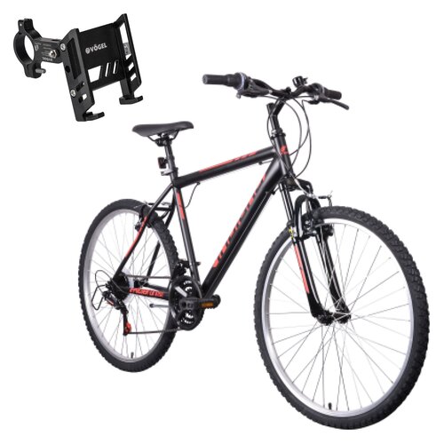 Rower górski MTB INDIANA X-Pulser 1.6 M19 26 cali (Amar) męski Czarno-czerwony + Uchwyt na telefon do roweru VÖGEL VUC601