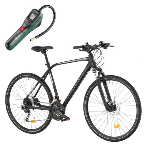 Rower crossowy INDIANA X-Cross 5.0 M21 męski Czarny + Pompka rowerowa BOSCH EasyPump 0603947000
