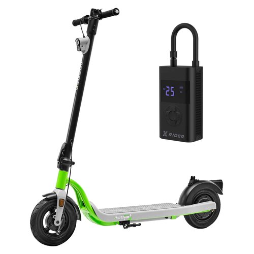 Hulajnoga elektryczna ARGENTO Evo Active 25km 350W 10" Czarno-zielono-szary + Pompka rowerowa XRIDER z funkcją powerbank XR00AP01