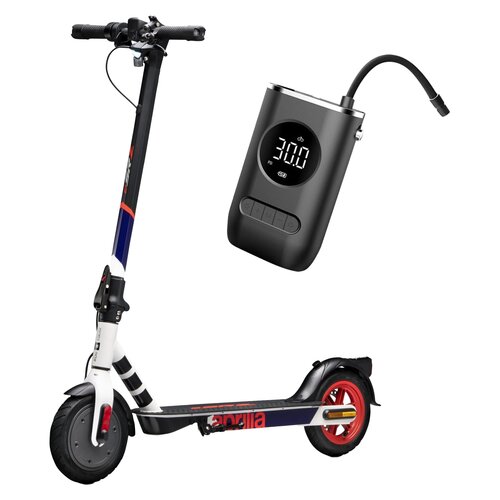 Hulajnoga elektryczna APRILIA E-SRZ 20km 300W 8.5" Biało-czarno-czerwony + Pompka rowerowa BECOOL BC-PP2508