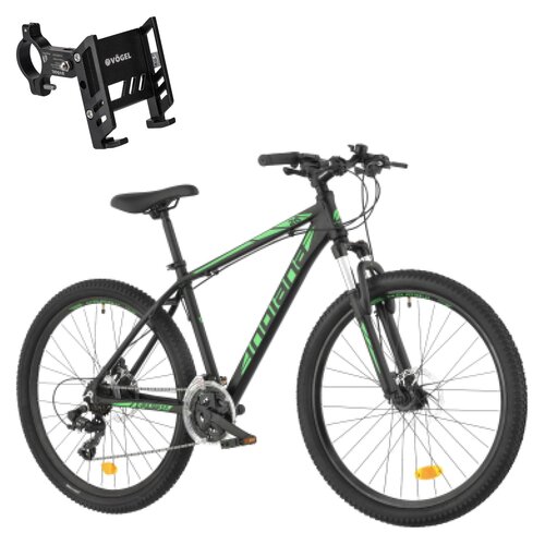 Rower górski MTB INDIANA X-Pulser 2.6 M17 26 cali (Deli) męski Czarno-zielony + Uchwyt na telefon do roweru VÖGEL VUC601