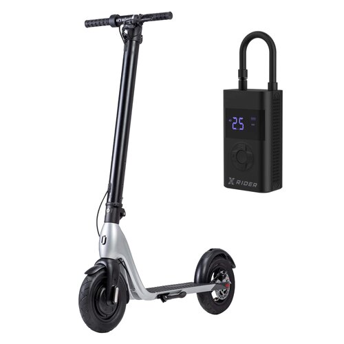 Hulajnoga elektryczna JIVR Scooter 20km 350W 10" Czarno-srebrny + Pompka rowerowa XRIDER z funkcją powerbank XR00AP01