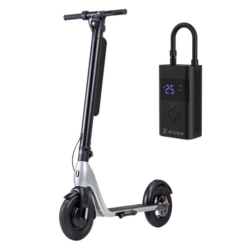 Hulajnoga elektryczna JIVR Scooter X 30km 350W 10" Czarno-srebrny + Pompka rowerowa XRIDER z funkcją powerbank XR00AP01