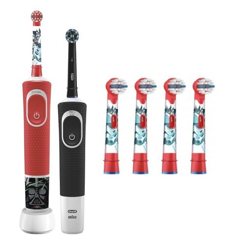 Szczoteczka rotacyjna ORAL-B D100 Kids Star Wars + D103 + Końcówka szczoteczki ORAL-B Kids Star Wars EB10S-4 (4 szt.)