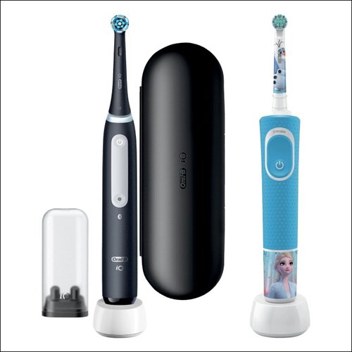 Szczoteczka magnetyczna ORAL-B iO 4 Czarny + Szczoteczka rotacyjna ORAL-B Kids 3+ Kraina Lodu