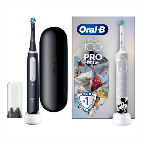 Szczoteczka magnetyczna ORAL-B iO 4 Czarny + Szczoteczka rotacyjna ORAL-B D103 Kids Disney Mickey