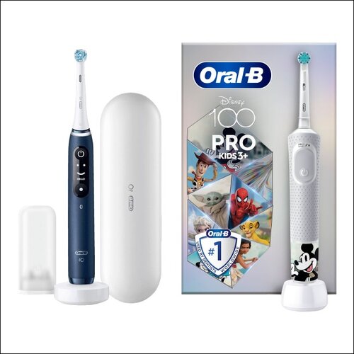 Szczoteczka magnetyczna ORAL-B IO 7 Sapphire Blue + Szczoteczka rotacyjna ORAL-B Kids Pro Kraina Lodu + Etui