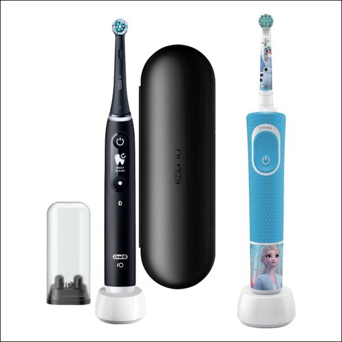 Szczoteczka magnetyczna ORAL-B iO 6 Czarny + Szczoteczka rotacyjna ORAL-B Kids 3+ Kraina Lodu