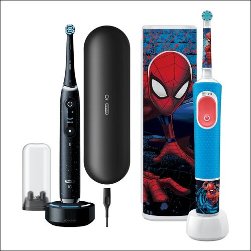 Szczoteczka magnetyczna ORAL-B iO 10 Czarny + Szczoteczka rotacyjna ORAL-B Kids Pro Spiderman + Etui