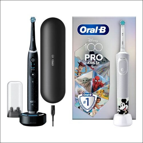 Szczoteczka magnetyczna ORAL-B iO 10 Czarny + Szczoteczka rotacyjna ORAL-B D103 Kids Disney Mickey
