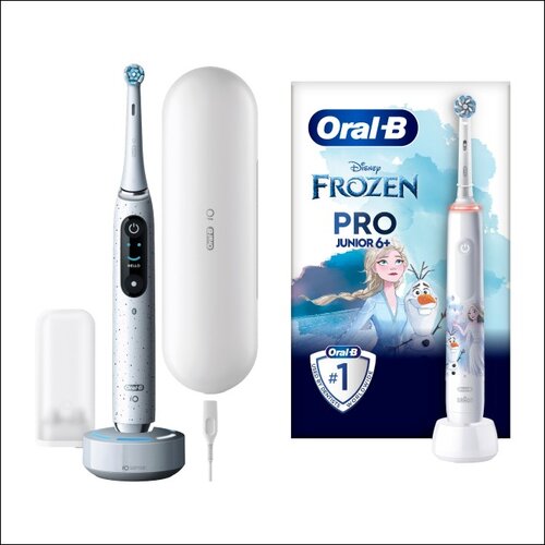 Szczoteczka magnetyczna ORAL-B iO 10 Biały + Szczoteczka rotacyjna ORAL-B Kids Pro Junior Kraina Lodu