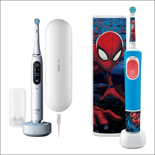 Szczoteczka magnetyczna ORAL-B iO 10 Biały + Szczoteczka rotacyjna ORAL-B Kids Pro Spiderman + Etui