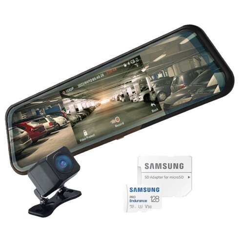 Wideorejestrator XBLITZ Mirror HQ + Karta pamięci SAMSUNG Pro Endurance microSDXC 128GB + Adapter