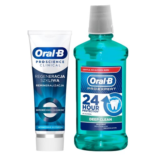 Płyn do płukania jamy ustnej ORAL-B Pro-Expert Deep Clean 500 ml + Pasta do zębów ORAL-B Pro Science Clinical Regeneration Iintensive Clean 75 ml