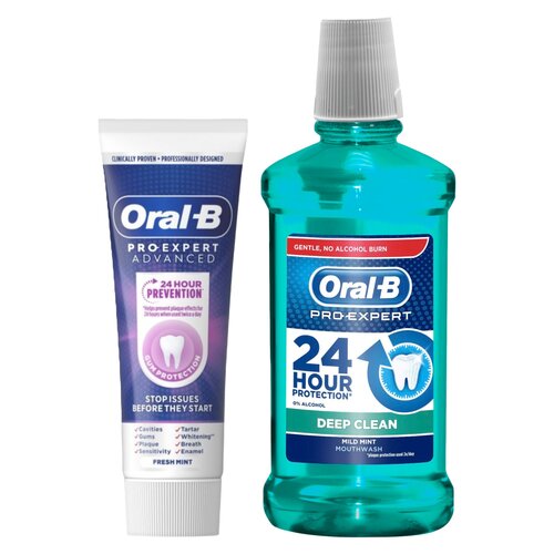 Płyn do płukania jamy ustnej ORAL-B Pro-Expert Deep Clean 500 ml + Pasta do zębów ORAL-B Pro Expert Advanced Gum Protection 75 ml