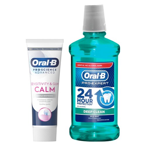 Płyn do płukania jamy ustnej ORAL-B Pro-Expert Deep Clean 500 ml + Pasta do zębów ORAL-B Sensitivity & Gum Calm 75 ml