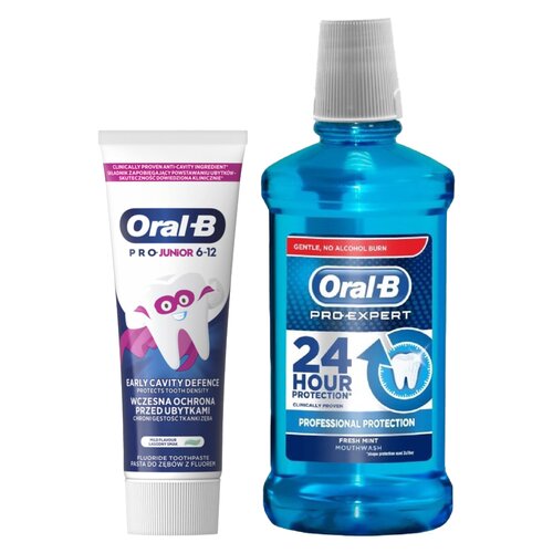 Płyn do płukania jamy ustnej ORAL-B Pro-Expert Professional Protection 500 ml + Pasta do zębów ORAL-B Pro Junior 75 ml
