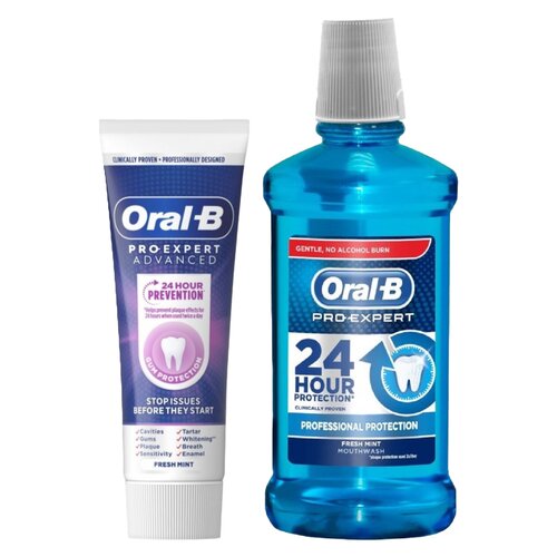 Płyn do płukania jamy ustnej ORAL-B Pro-Expert Professional Protection 500 ml + Pasta do zębów ORAL-B Pro Expert Advanced Gum Protection 75 ml