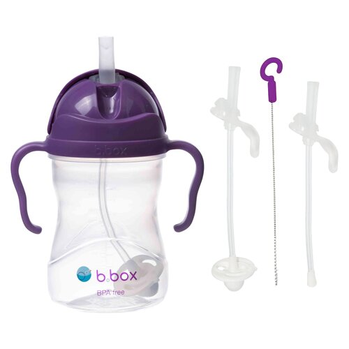 Butelka B.BOX BB00504 Fioletowy + Słomka B.BOX BB00525 (2 sztuki)