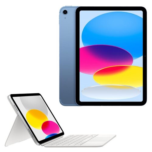 Tablet APPLE iPad 10.9" 10 gen. 256 GB 5G Wi-Fi Niebieski + Etui na iPad APPLE Magic Keyboard Folio Biały Klawiatura
