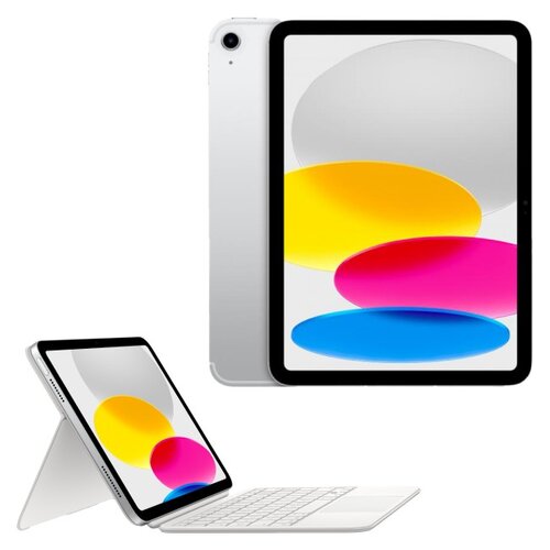 Tablet APPLE iPad 10.9" 10 gen. 64 GB 5G Wi-Fi Srebrny + Etui na iPad APPLE Magic Keyboard Folio Biały Klawiatura
