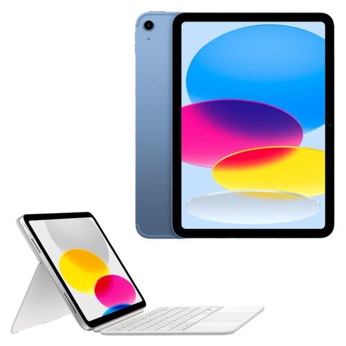 Tablet APPLE iPad 10.9" 10 gen. 64 GB 5G Wi-Fi Niebieski + Etui na iPad APPLE Magic Keyboard Folio Biały Klawiatura