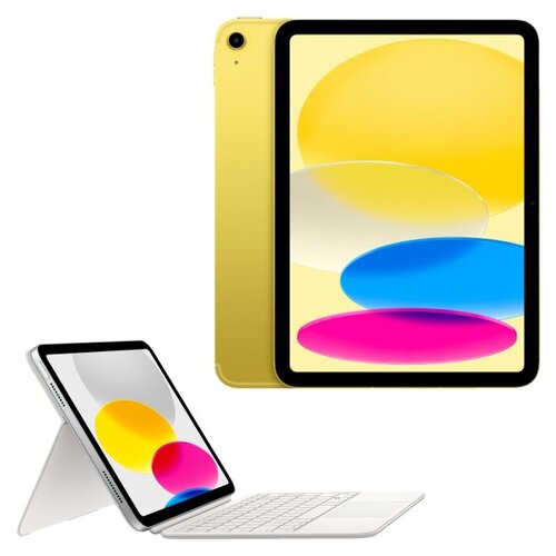 Tablet APPLE iPad 10.9" 10 gen. 2022 256 GB 5G Wi-Fi Żółty + Etui na iPad APPLE Magic Keyboard Folio Biały Klawiatura